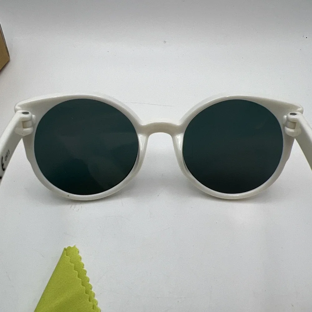 COCOSAND White Cateye Baby Sunglasses with Pink Strap